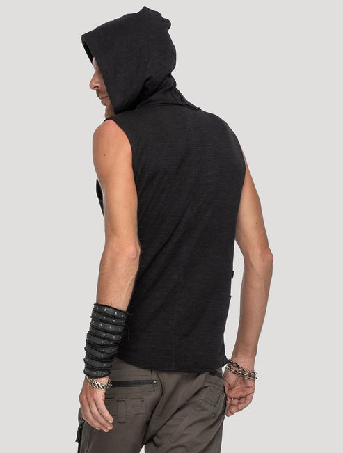 Slashed Sleeveless Hoodie