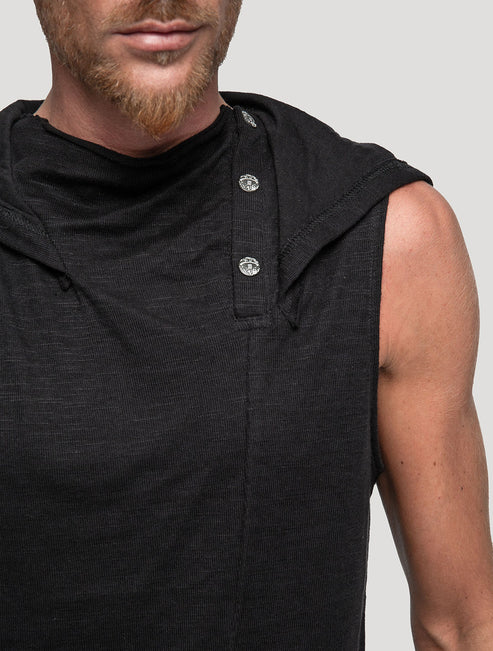 Slashed Sleeveless Hoodie