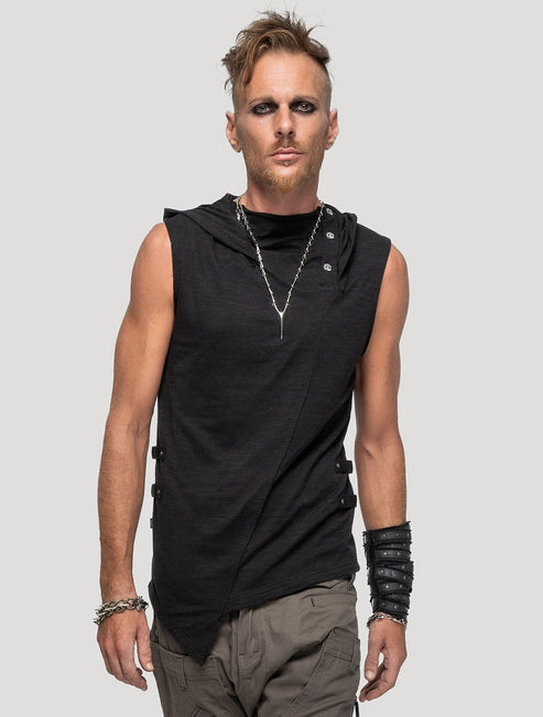 Slashed Sleeveless Hoodie