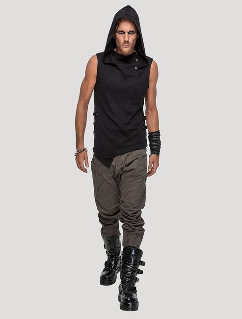 Slashed Sleeveless Hoodie