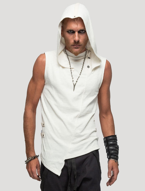 Slashed Sleeveless Hoodie